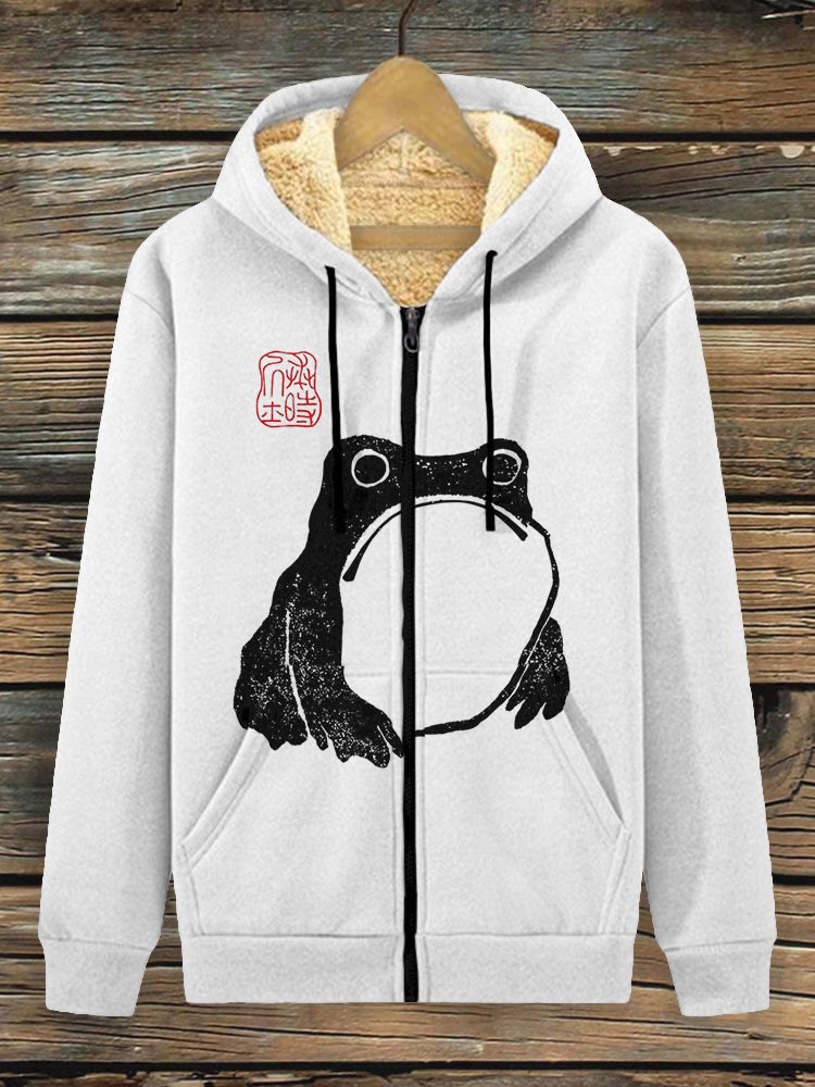 Frog Ancient Japanese Art Print Fleece Jacket
