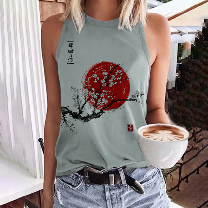 Women's Sunrise Japanese Art Print Tank Top - Blue - 5XL - image 4