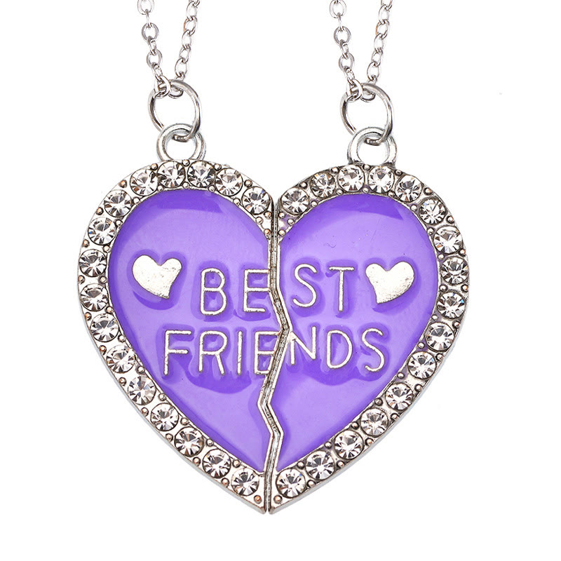 Good Friends Magnet Attraction Heart Stitching Necklace Set - Purple - one size - image 4