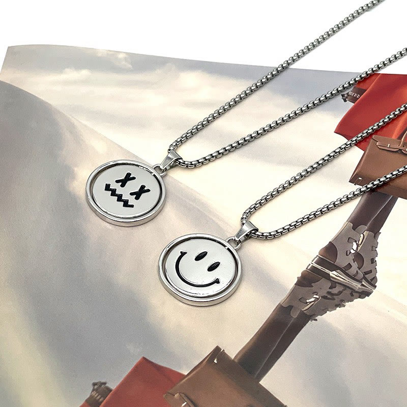 Simple Smiley Rotatable Necklace - image 2