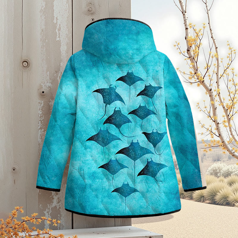 Vintage Manta Ray Art Print Zipper Jackets - image 2