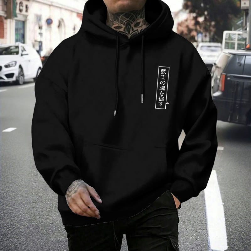  Men's Japanese Cherry Blossoms And Samurai Sword Patterns Print Hoodie - image 4