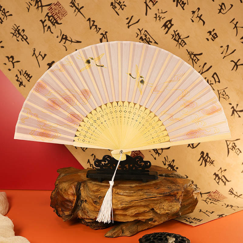 Women Ancient Style Vintage Floral Folding Fan - Pink - image 2