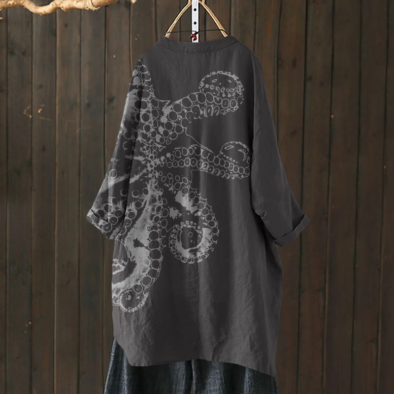 Vintage Japanese Octopus Tentacle Print Cardigan