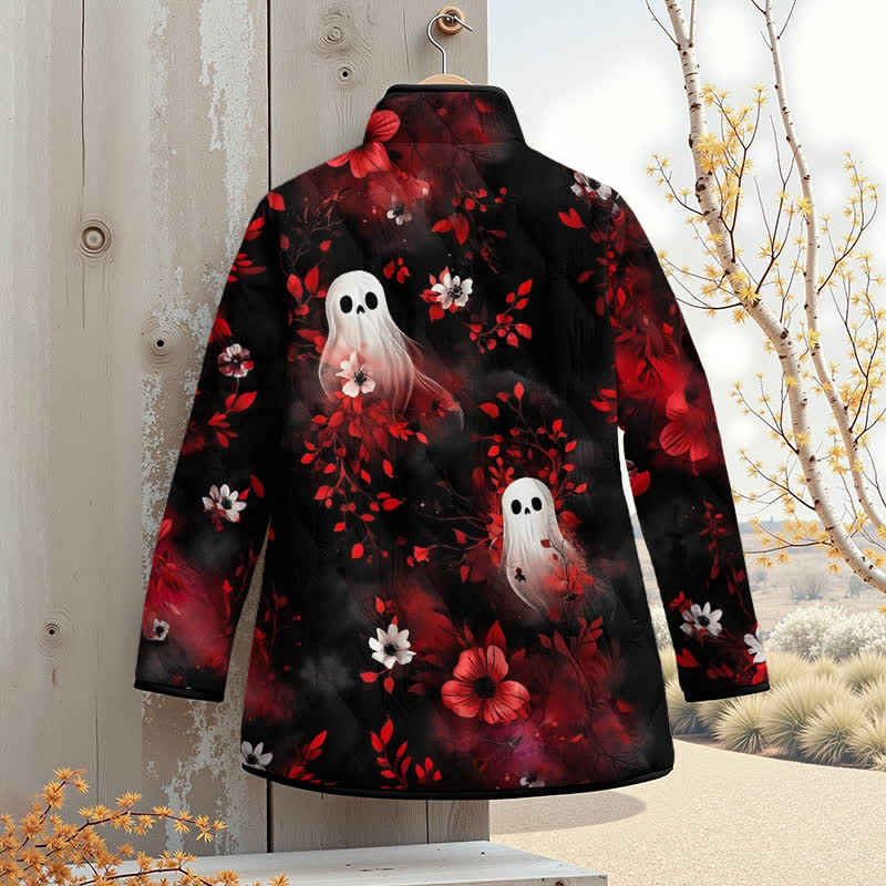 Ghost In The Flowers Halloween Print Outerwear Jackets - image 2