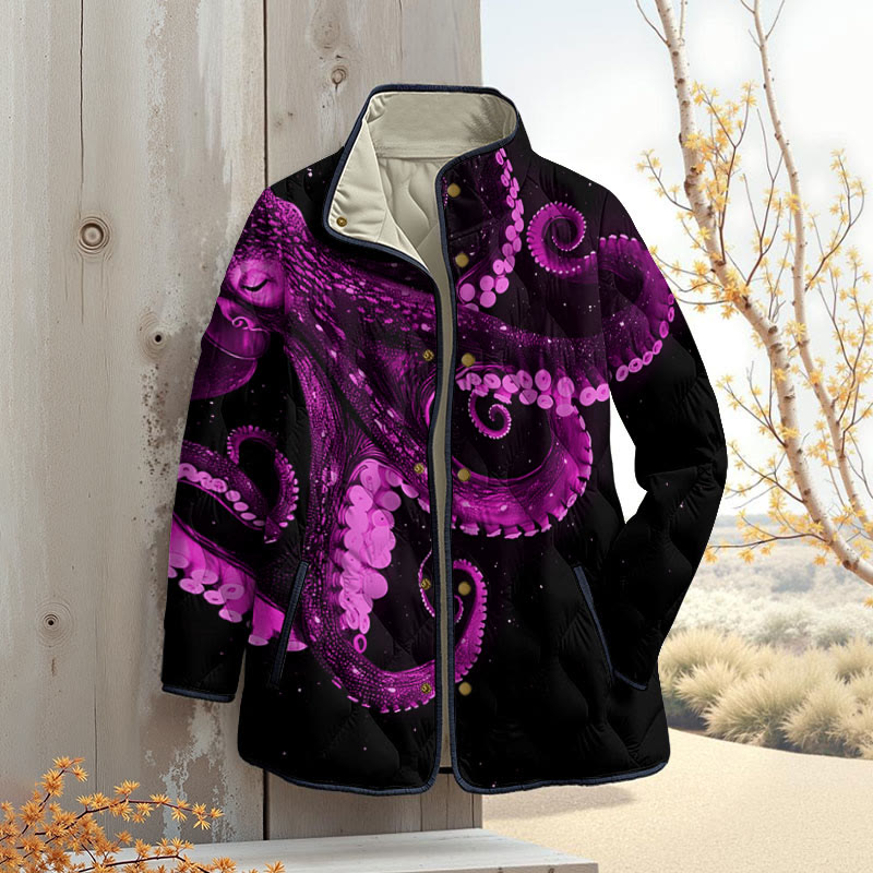 Three-dimensional Creative Octopus Print Outerwear Jackets - Rose - 4XL - image 5
