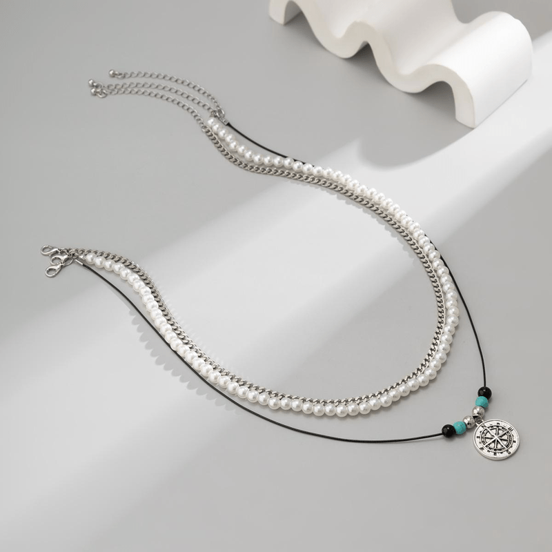 Holiday Fashion Habitat Compass Pearl Turquoise Necklace - image 3