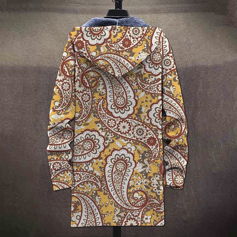 Fashion Vintage Paisley Floral Art Print Unisex Plush Thick Long-sleeved Fleece Jacket Coat - image 4