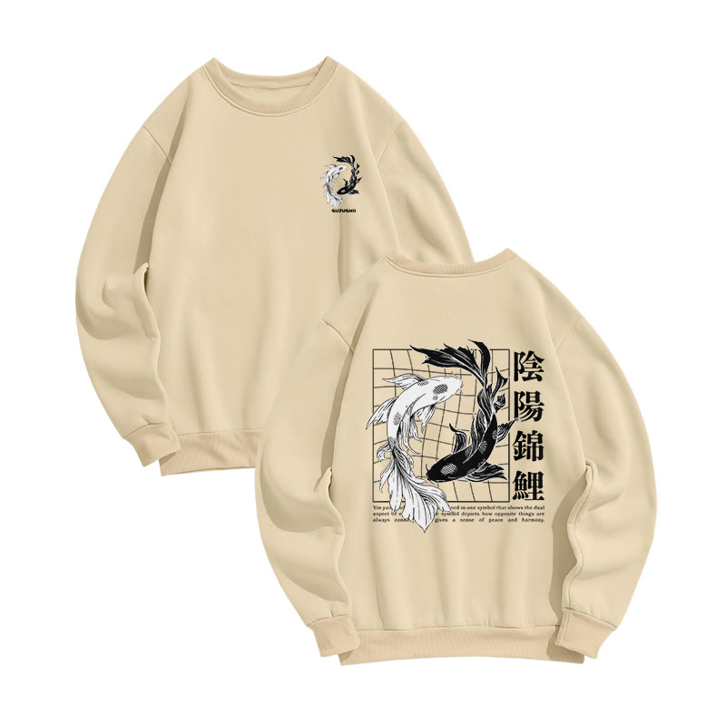 Unisex Ying Yang Koi  Print Long Sleeve Crew Neck Sweatshirt - image 7