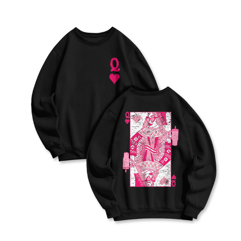 Queen Of Hearts Print Crew Neck Sweatshirt - Black - US16-18(2XL) - image 6