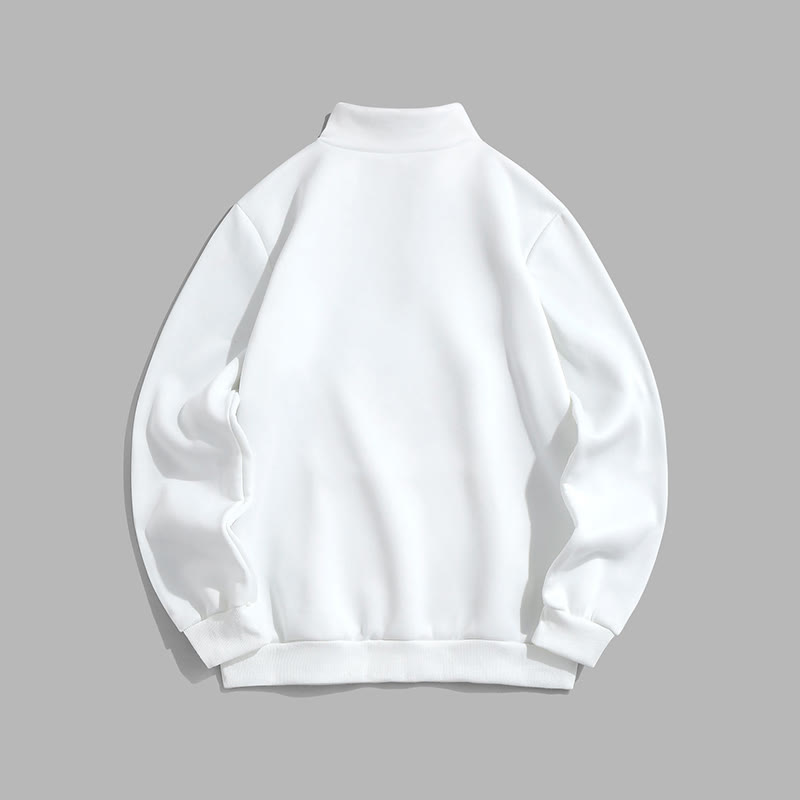 100% Cotton Solid Color Stand Collar Zipper Casual Fleece Sweatshirt - image 14