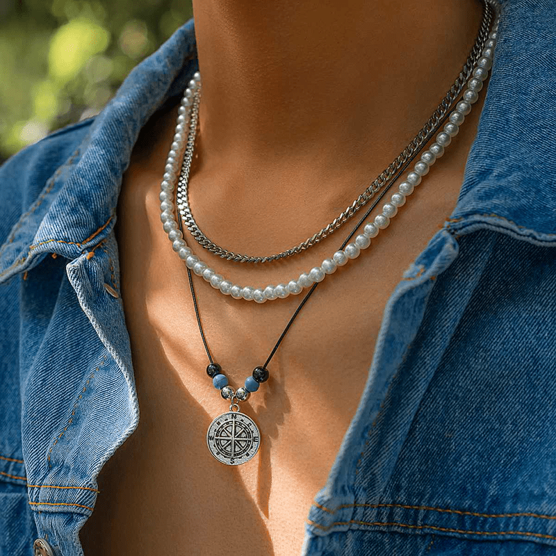 Holiday Fashion Habitat Compass Pearl Turquoise Necklace - image 2