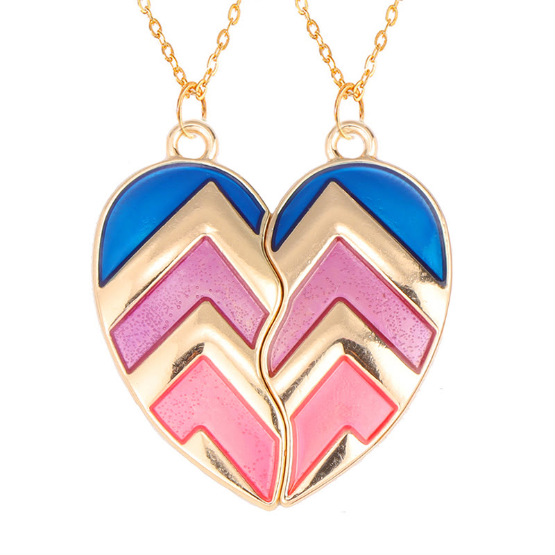 BFF Rainbow Butterfly Magnet Attraction Heart Stitching Necklace Set - Golden - one size - image 3