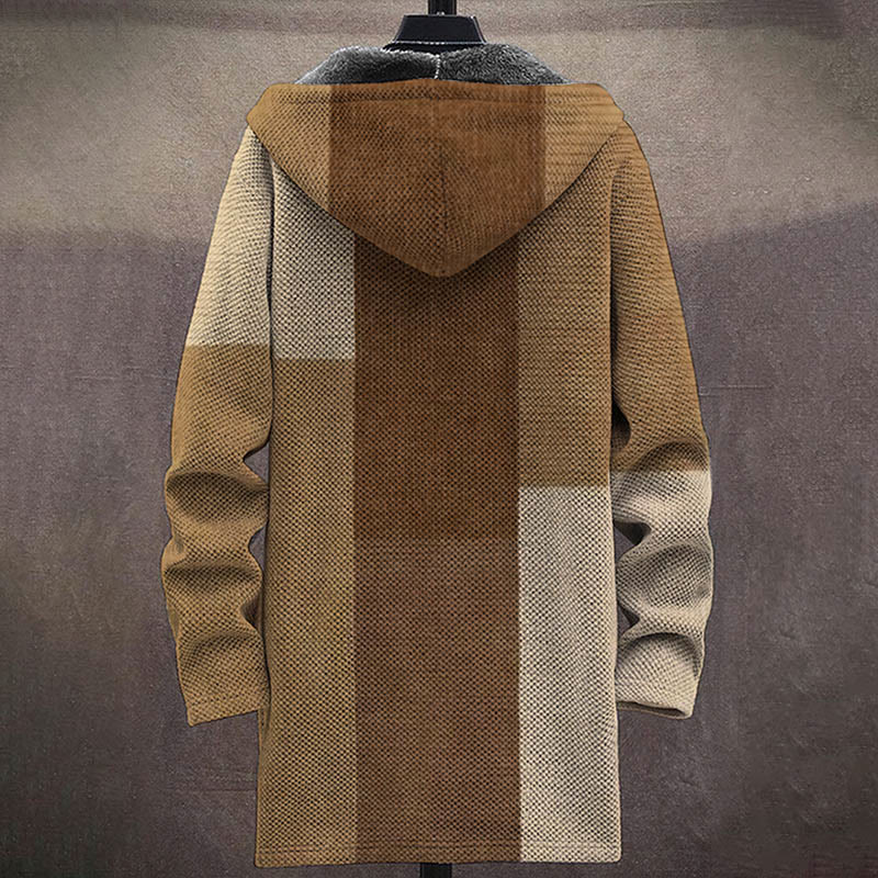 Retro Colorblock Pattern Print Unisex Plush Thick Long-sleeved Fleece Jacket Coat - image 4