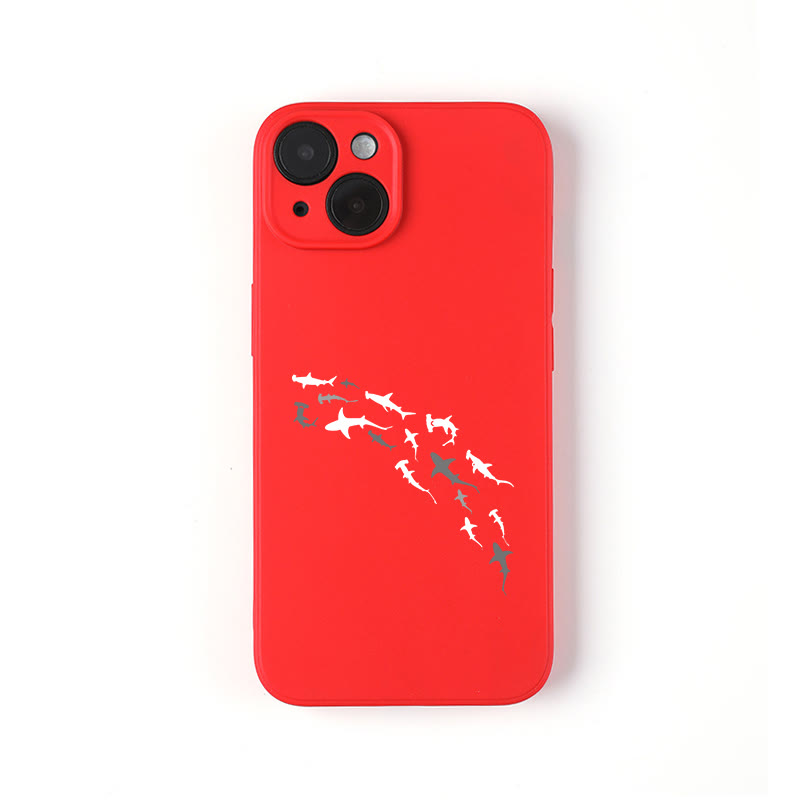 Simple Shark Print Phone Case - Red - iPhone 16 Pro Max - image 3