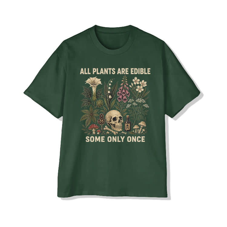 Unisex Edible Plants Some Only Once Joke Cotton Print T-shirt - Green - US20-22(3XL) - image 13
