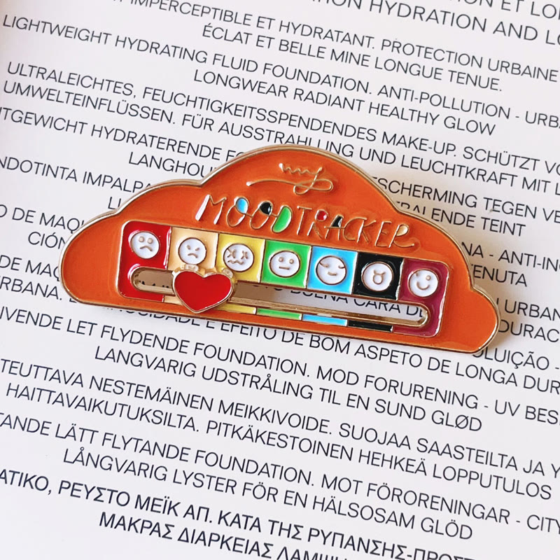 Mood-shifting "social Battery" Slider Pin — Metal Badge Accessory - Orange cloud - One size - image 3