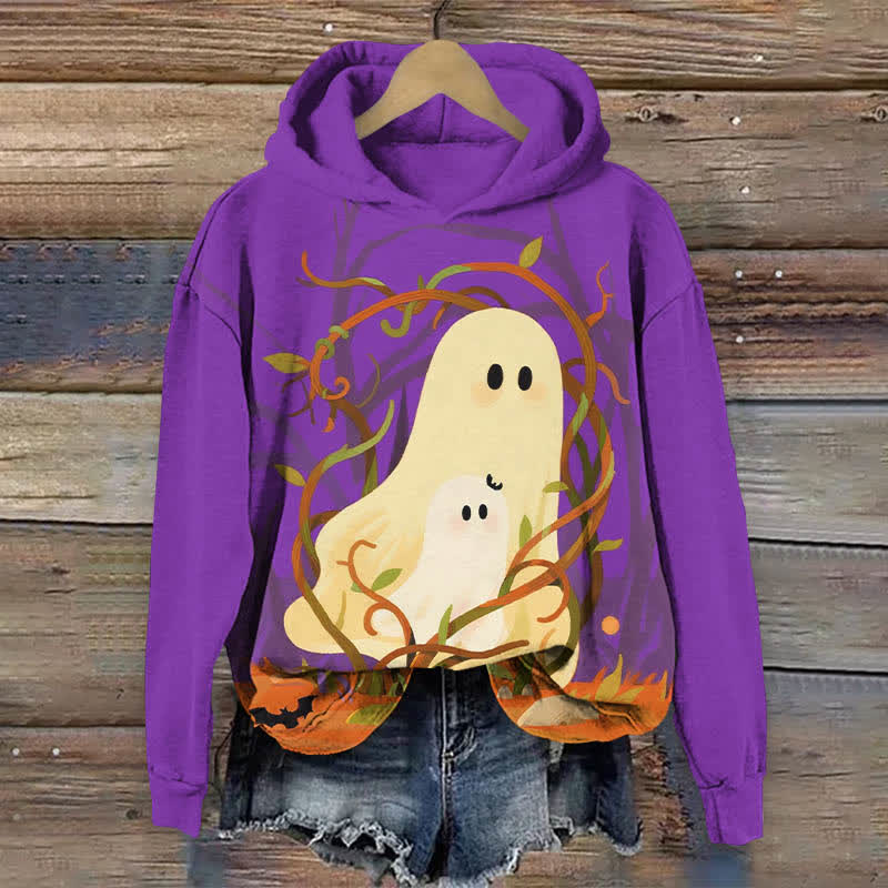 Halloween Creative Mother And Child Ghost Print Long Sleeve Hoodie - Purple - US44-46(8XL) - image 2