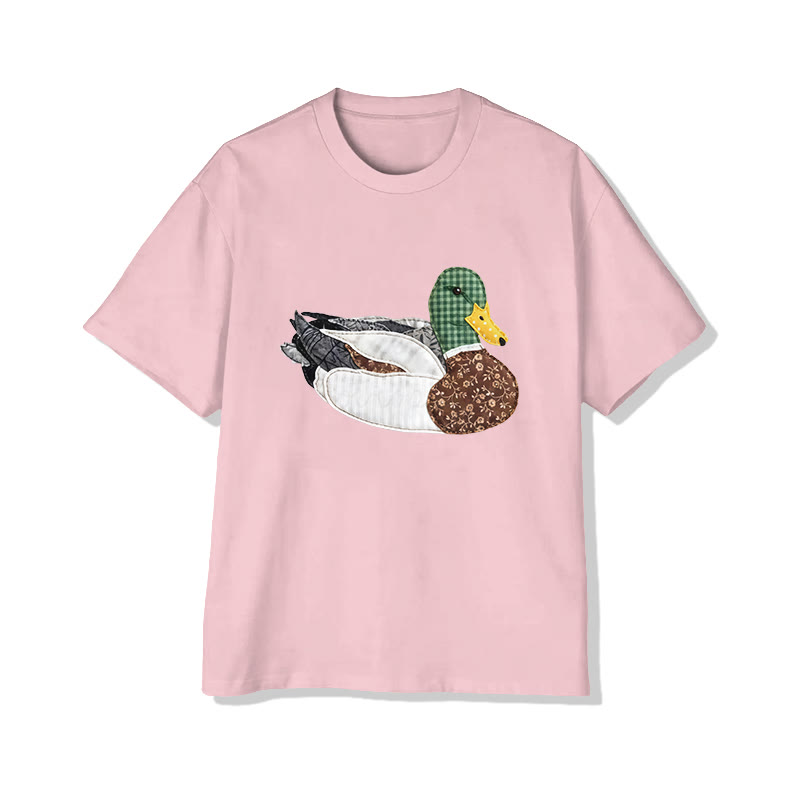 Rural Floral Farm Friend duck pattern Print Pattern Cotton Print T-Shirt - Pink - US16-18(2XL) - image 3