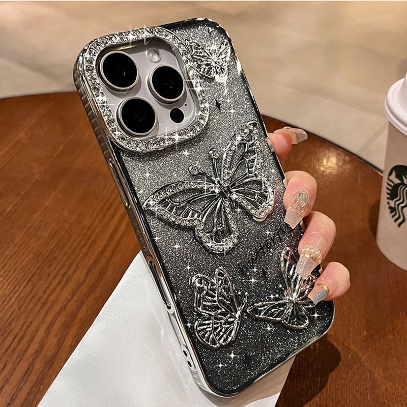 Sparkling Butterfly Phone Case - Black - iPhone 16 Pro Max - image 3