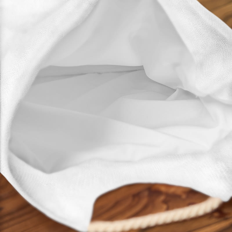 Cute Sleeping Cat Print Woven Handbag - image 5