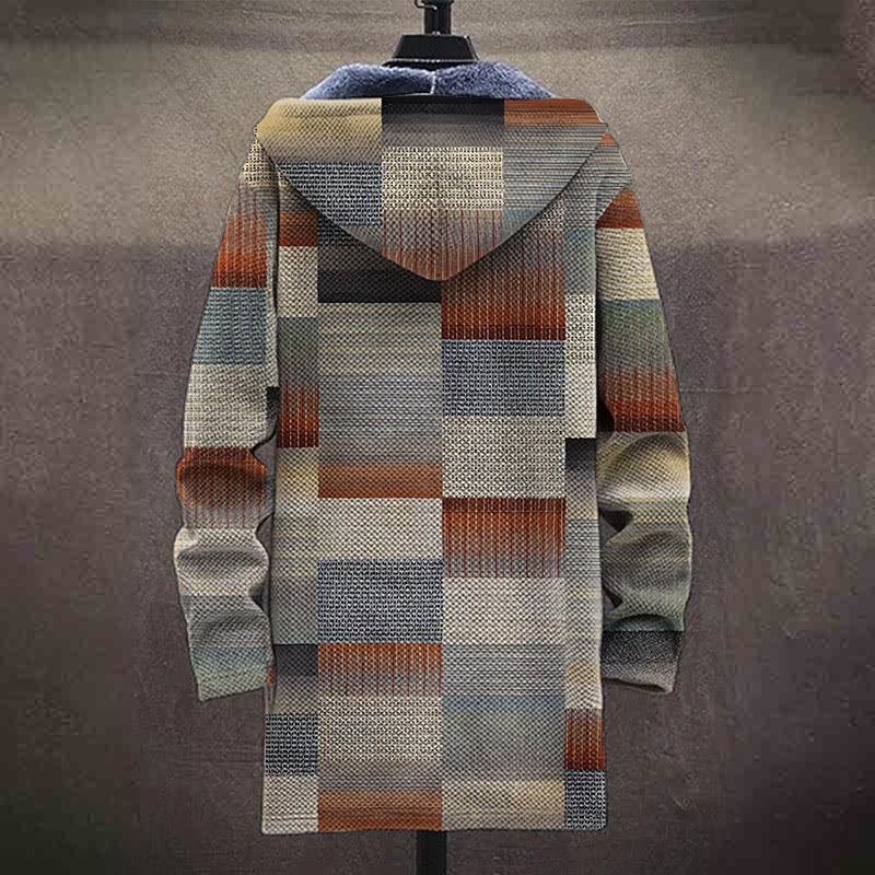 Retro Winter Plaid Print Unisex Plush Thick Long-sleeved Fleece Jacket Coat - image 4