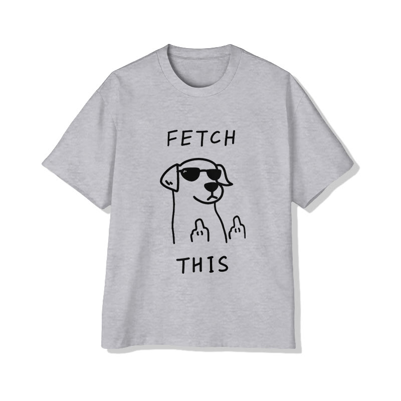 Unisex Fetch This Dog Print Short Sleeved Crew Neck T-shirt - Grey - 2XL - image 3