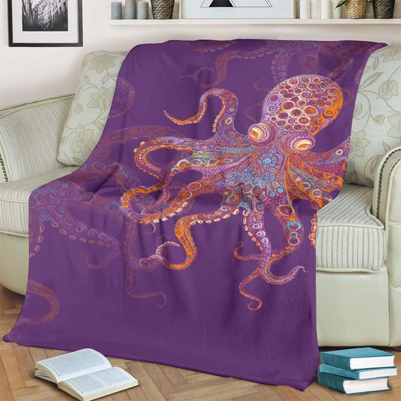 Unique Exquisite Octopus Pattern Print Blanket - Purple - 100*150cm - image 5
