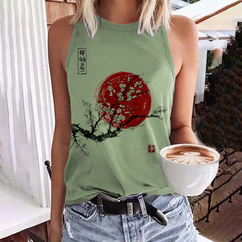 Women's Sunrise Japanese Art Print Tank Top - Green - 5XL - image 3