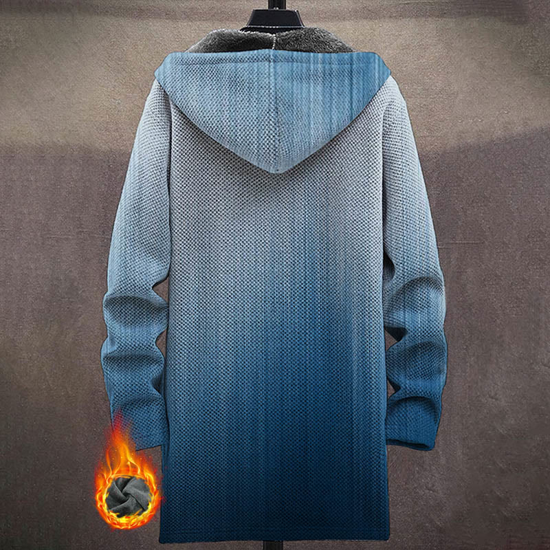 Retro Gradient Color Pattern Print Unisex Plush Thick Long-sleeved Fleece Jacket Coat - image 3