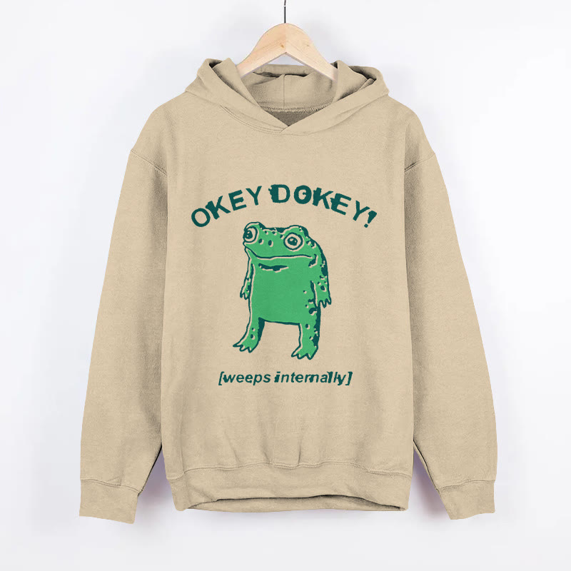 Unisex Strong On The Outside Fragile On The Inside Frog Pattern Long Sleeved Hoodie - Apricot - US44-46(8XL) - image 3