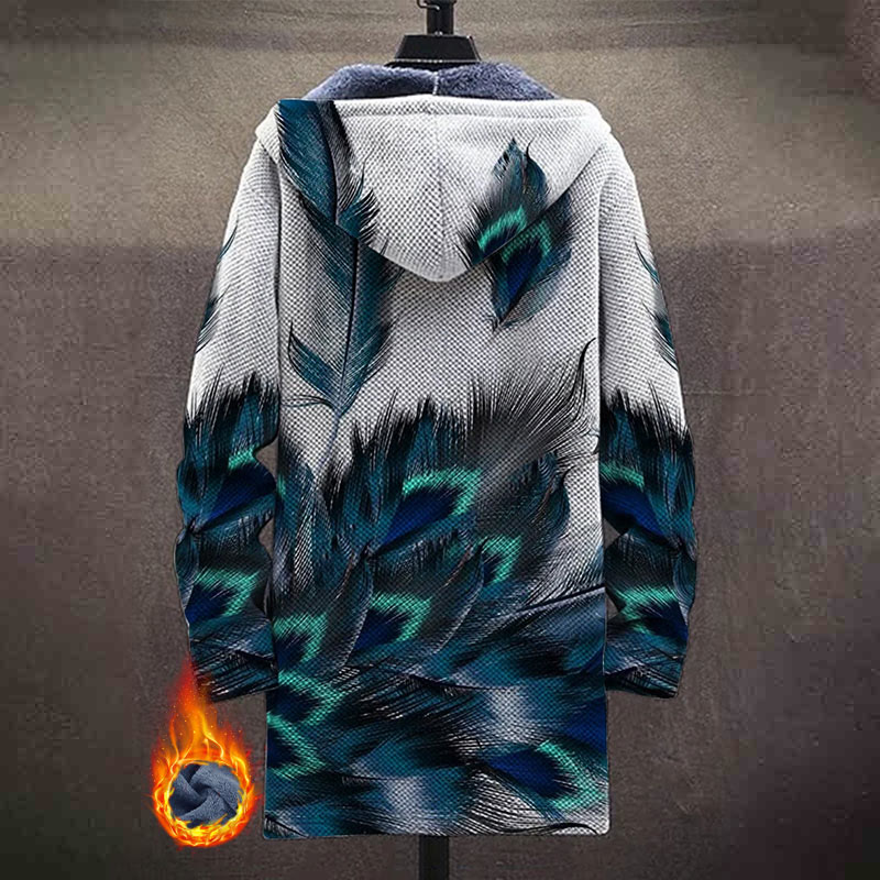 Luxury Feather Arts Print Unisex Plush Thick Long-sleeved Fleece Jacket Coat - image 3