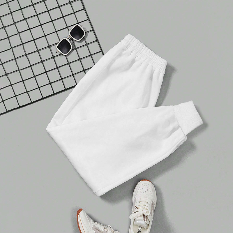 Solid Color Casual Sports Drawstring Sweatpants - White - 5XL - image 4