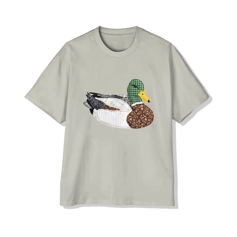 Rural Floral Farm Friend duck pattern Print Pattern Cotton Print T-Shirt - Warm Grey - US16-18(2XL) - image 6