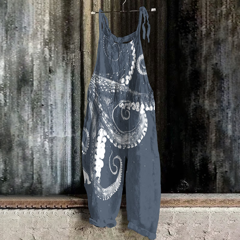 Three-dimensional Creative Octopus Print Casual Jumpsuit  - Grey - 5XL - image 6