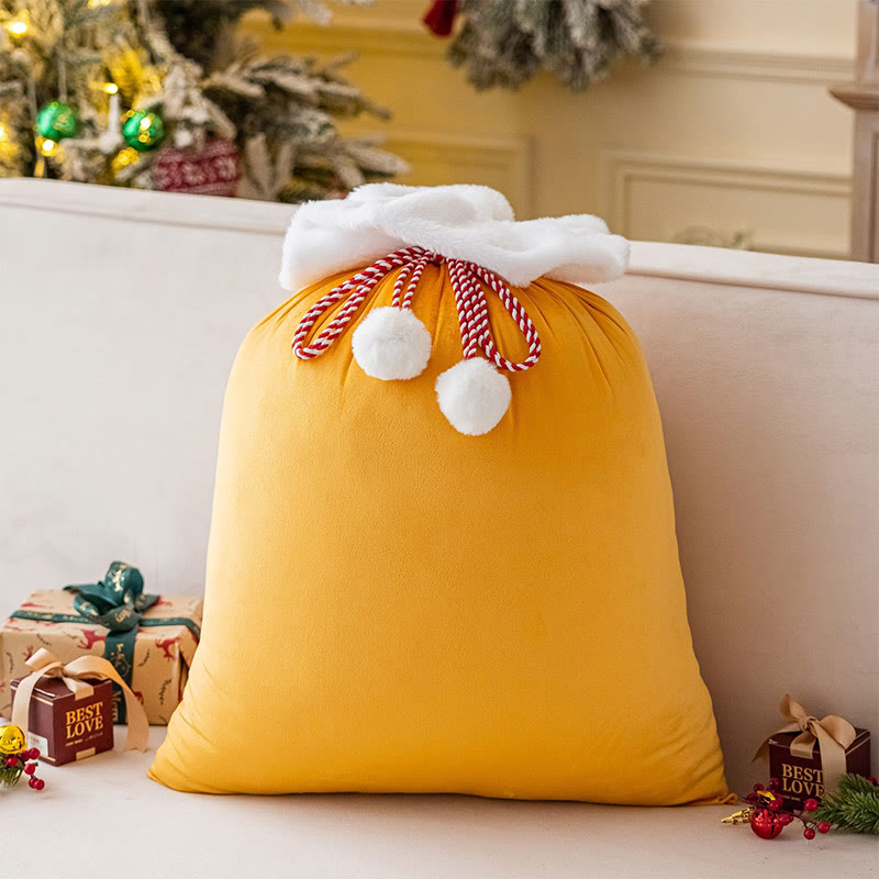 Christmas Gift Bag Drawstring Bag Velvet Bag - Yellow - 40*60cm - image 8