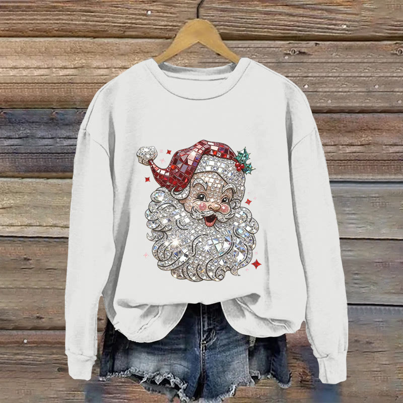 Santa Claus Jewelry Print Long Sleeved Sweatshirt - White - US16-18(2XL) - image 4