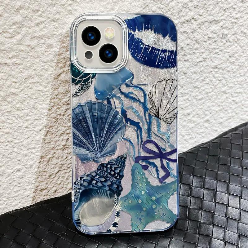 Jellyfish & Shells Print Glitter Phone Case - image 3