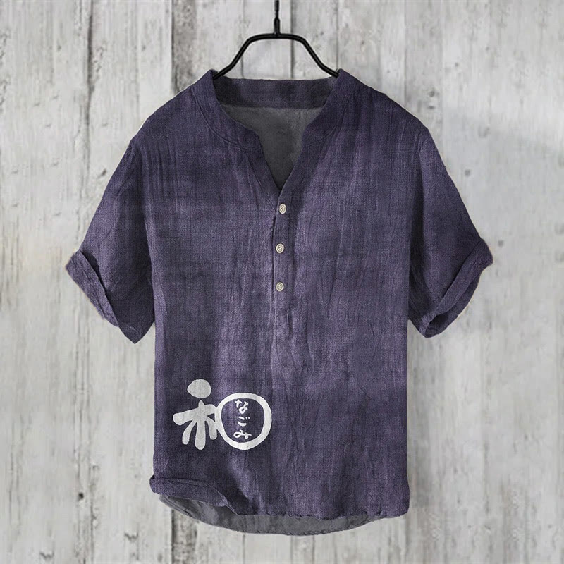 Japanese Word Art print Casual Shirt - Purple - 6XL - image 4