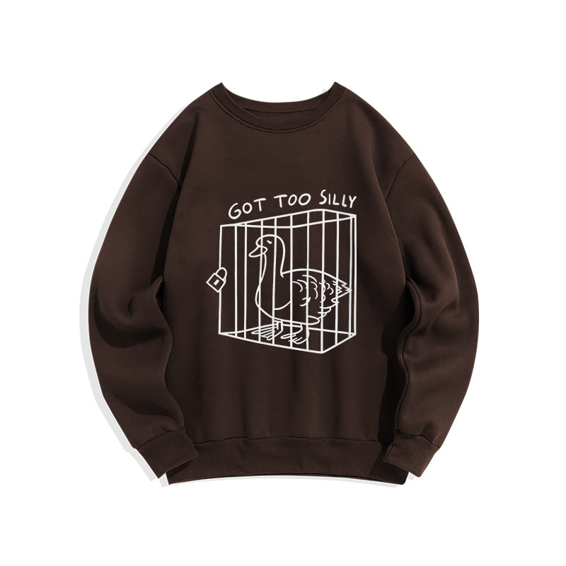 Got Too Silly Duck Pattern Crew Neck Sweatshirt - Coffee - US16-18(2XL) - image 8