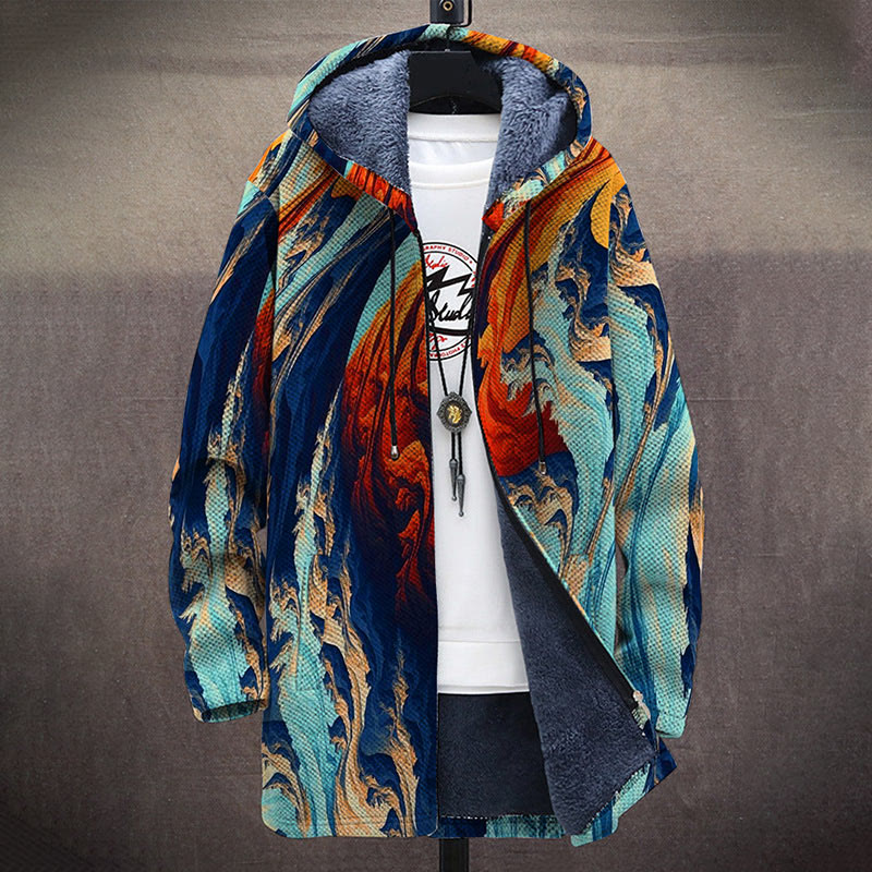 Oil Painting Colorful Fluid Art Pattern Print Unisex Plush Thick Long-sleeved Fleece Jacket Coat - image 2