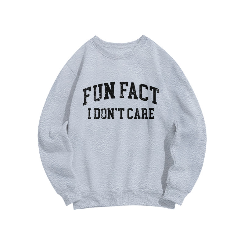 Fun Fact I Don't Care Print Sweatshirt - Grey - US16-18(2XL) - image 3