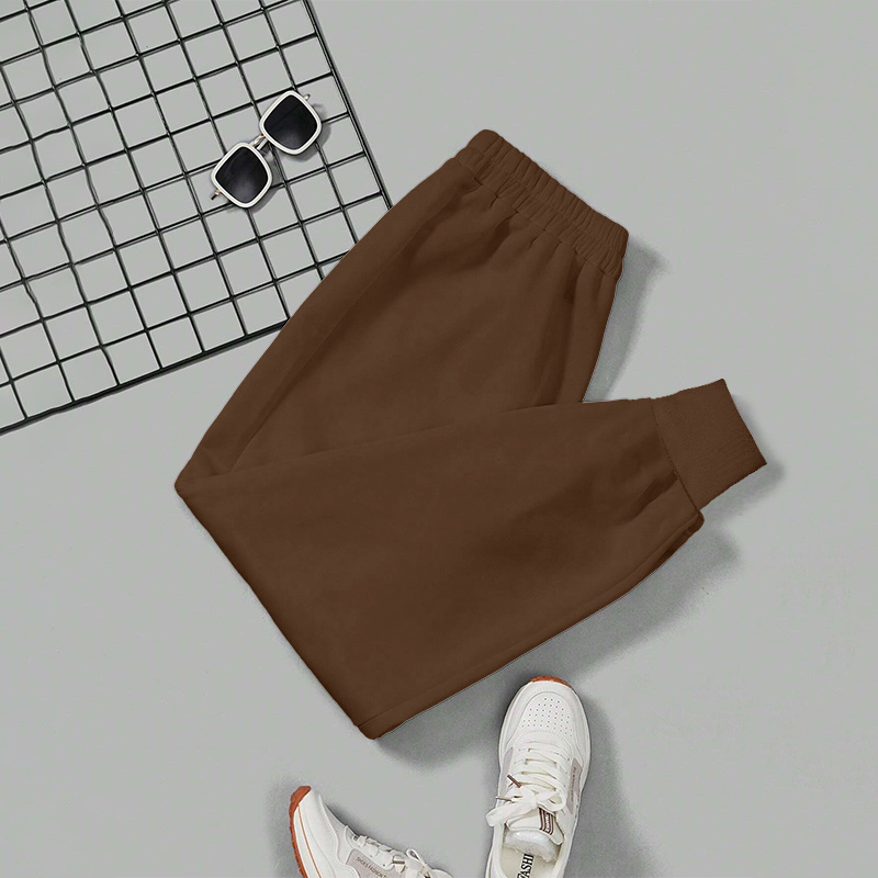 Solid Color Casual Sports Drawstring Sweatpants - Coffee - 5XL - image 7