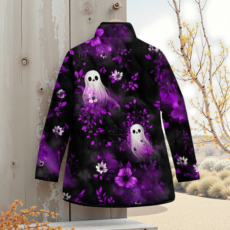 Ghost In The Flowers Halloween Print Outerwear Jackets - image 8