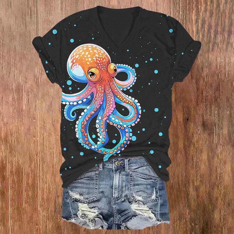Japanese Funny Bubble Octopus Art Print Pocket Loose Pants - Black - US32-34(5XL) - image 4