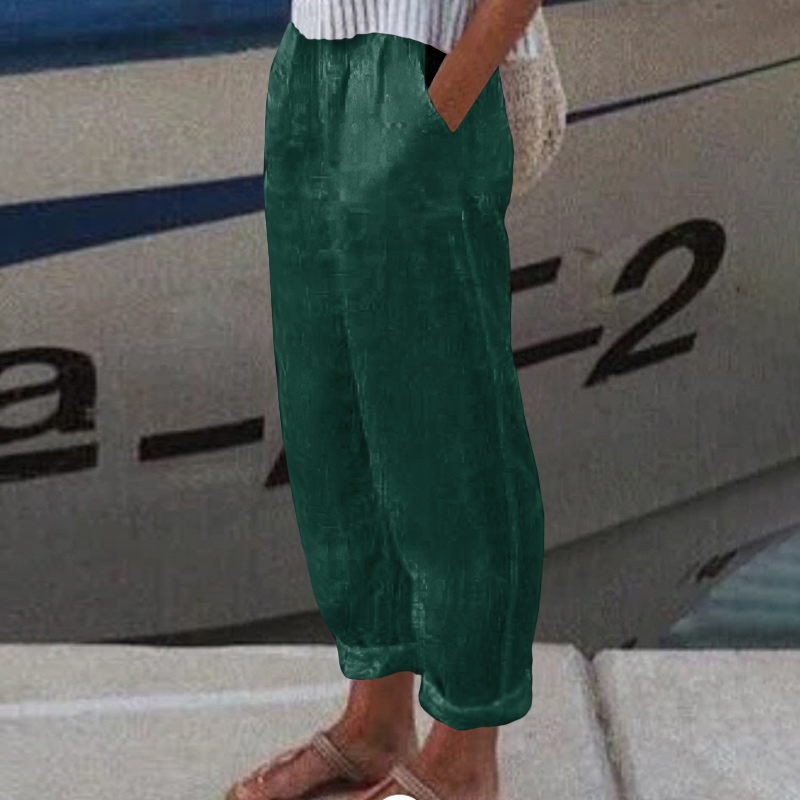 Solid Color Casual Pocket Pants  - Dark Green - 5XL - image 3