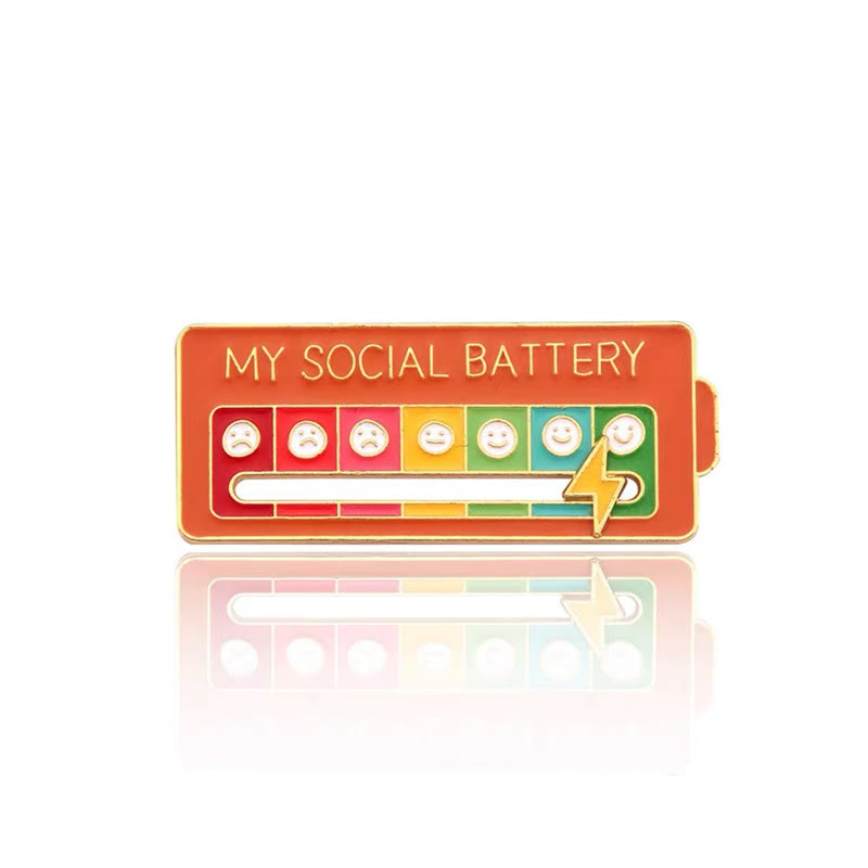 Mood-shifting "social Battery" Slider Pin — Metal Badge Accessory - Orange - One size - image 7