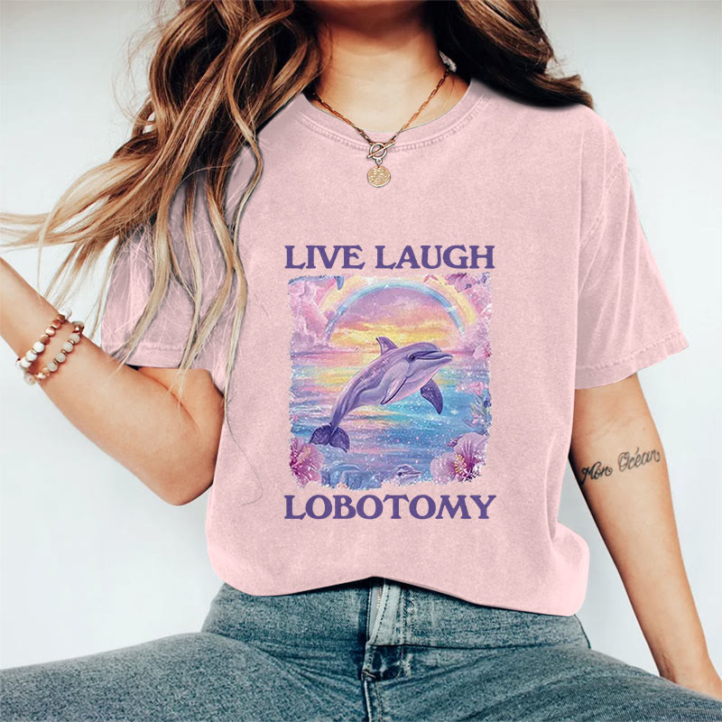 100% Cotton Live Laugh Lobotomy T-shirt - Pink - 2XL - image 7