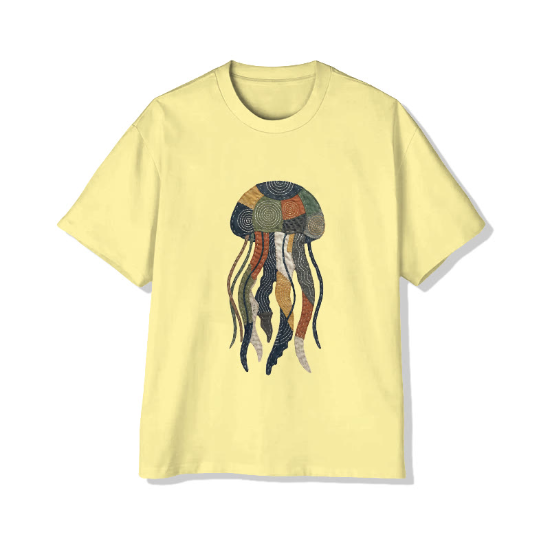Ocean Jellyfish Art pattern Print Pattern Cotton Print T-Shirt - image 13