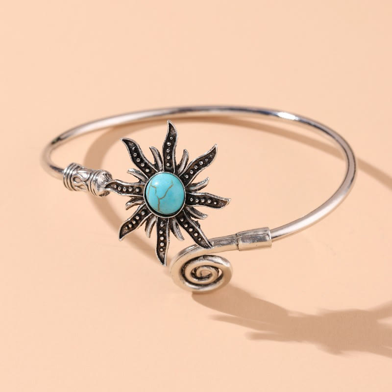 Women's Vintage Sunflower Turquoise Alloy Bracelet - image 2